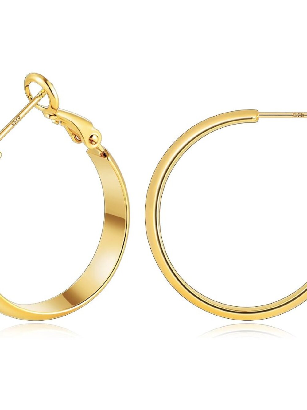 Gold Hoop Earrings for Women with 925 Sterling Silver Post | Hypoallergenic Ligh